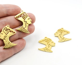 30x25mm 24k Shiny Gold Pendant, Gold Pharaoh Pendant, Antique Egyptian Pendant Charms, Necklace Charms, Brass Findings, Wholesale GLD0256