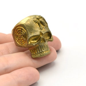 Raw Brass Adjustable Skull Ring, Boho Ring, Jewelry Ring, Skull Rings, Brass Ring Findings, Bohem Ring, Wholesale Supplier, AR042