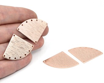28x40mm Rose Gold Plated Textured Triangle Charms, Triangle Charms, Fan Charms With 8 Holes, Stamping Charms, Rose Gold Findings, MNG094