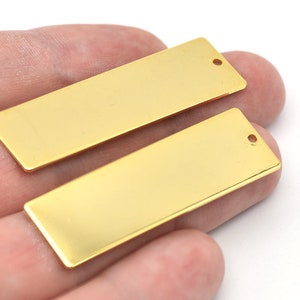 50x15mm 24K Shiny Gold Plated Rectangular Plate, Rectangular Charms, Gold Plated Rectangular Pendant, Rectangular Necklace, Wholesale RBG119