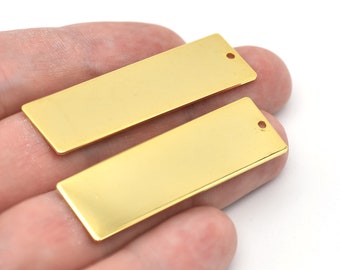 50 x 15 mm 24 kt glanzende vergulde rechthoekige plaat, rechthoekige bedels, vergulde rechthoekige hanger, rechthoekige ketting, groothandel RBG119
