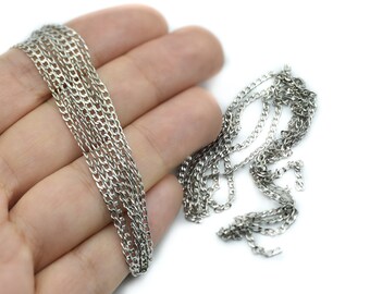 2mm Rhodium Plated Cable Chain, Soldered Chains, Faceted Cable Chains, Necklace Chain, Rhodium Plated Findings, Wholesale