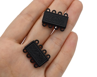 16.5x22mm  4 Loop Connector, Multi Strand Clasps, Magnetic Clasps, Multi Strand Bracelet Clasp, Necklace Clasp, Black Plated Findings