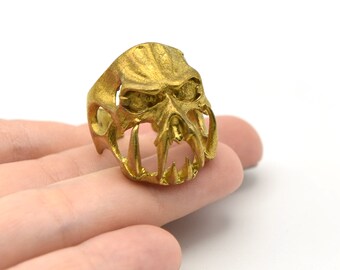 Raw Brass Adjustable Skull Ring, Boho Ring, Beast Ring, Wholesale Ring, Raw Brass Ring, Brass Ring Findings, Bohem RingAR072