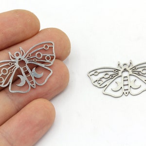 Breloque papillon 19 x 33 mm en acier inoxydable, pendentif animal en acier, boucles d'oreilles en acier inoxydable, breloque découpée au laser, accessoires en acier inoxydable