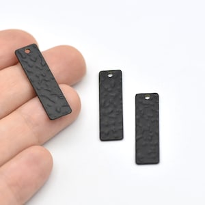 30x8mm Black Plated Textured Rectangular Plate, Black Rectangular Charms, Black Rectangular Pendant, Rectangular Necklace, Wholesale, RBB250