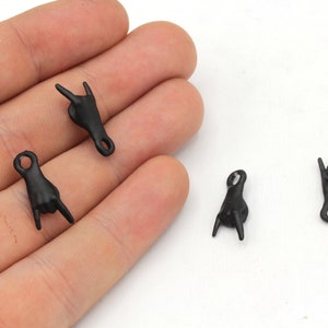 8x18mm Black Plated Rock n Roll Hand Charm, Black Hand Pendant, Rock on Hand Charm, Hand Charm, Hand Gesture Charm,  Black Plated Findings