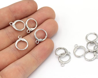 12x14mm Rhodium Plated Leverback Earring Clasp, Rhodium Leverback Earrings, Rhodium Earring, Earring Clasp, Rhodium Plated Findings