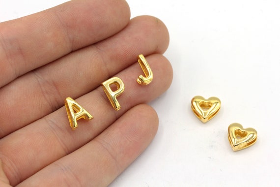 8x10mm 24k Gold Plated Letter Beads 