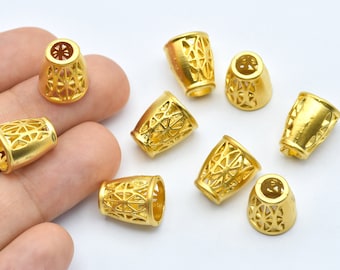 11 x 13 mm Matt Vergoldete Kegelkappen, Quaste Kegelkappe, Vergoldete Kegelperlen, Vergoldetes Zubehör, Großhandelslieferant GLD414