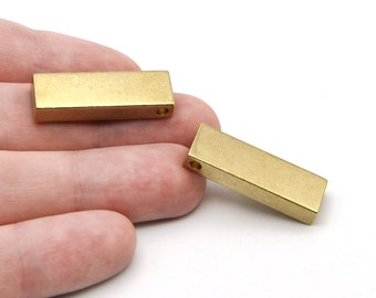 Dije de prisma rectangular de latón crudo de 30 x 10 mm, dijes rectangulares, colgante con marco de latón, collar rectangular, accesorios de latón, venta al por mayor, RB529