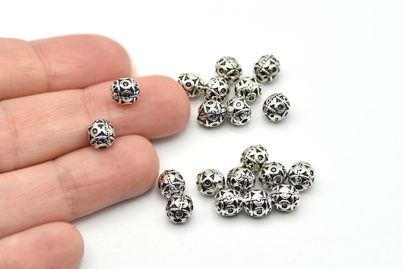 6x6mm Silver Plated Ball Beads. Silver Spacer Beads, Silver Spacer Balls, Silver Plated Findings, Bracelet Connectors, Wholesale AS048
