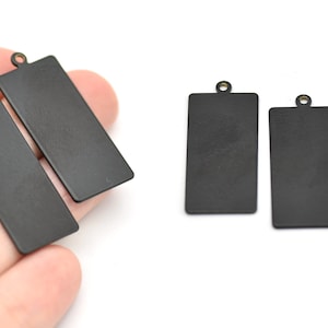 33x14mm Black Plated Rectangular Plate, Rectangular Charms, Black Plated Rectangular Pendant, Rectangular Necklace, Wholesale, RBB125