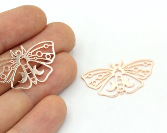 19x33mm Rose Gold Plated Butterfly Charm, Rose Animal Pendant, Butterfly Earrings, Rose  Charm Earrings, Laser Cut Charm, Rose Gold Findings