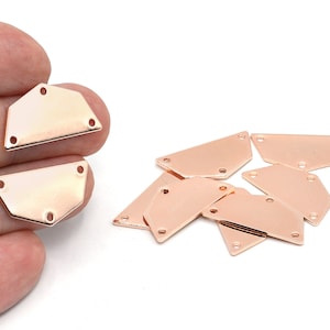 25x13mm Rose Gold Plated Semi Circle Pentagon 3 Holes, Rose Gold Flat Semi Pentagon Plate, Geometric Plate, Rose Gold Findings, MNG
