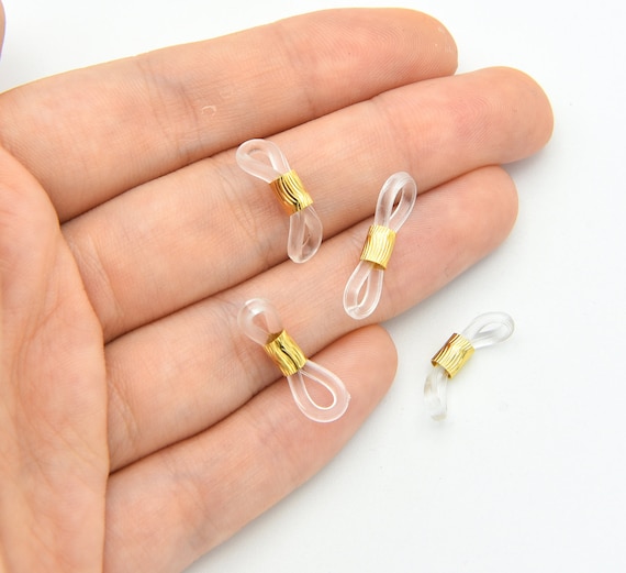 21mm Gold Bead Clear Rubber Glasses Holders, Glasses Connector, Rubber Spectacle Holder Ends, Rubber  Glasses Chain Holders, JM043