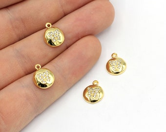 10 x 12 mm 24k glänzender Goldrunder Schmetterlingsanhänger, CZ Micro Pave Schmetterlingsanhänger, Mini Schmetterlingsanhänger, Armbandanhänger, vergoldetes Zubehör