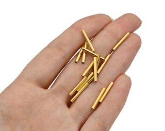 30 Pcs 2x15mm 24k Shiny Gold Plated Himmeli Copper Tubes Beads, Copper Tubes, JM047
