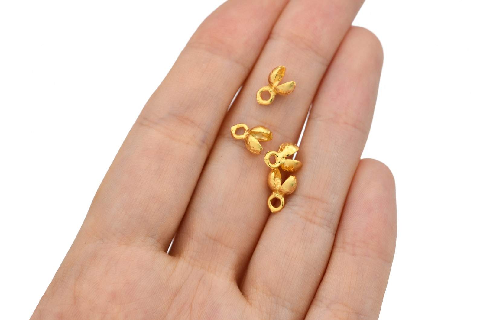10 Pcs Gold Plated Plated Crimp Ends, Cord Ends, Clam Shell Bead Tip ...