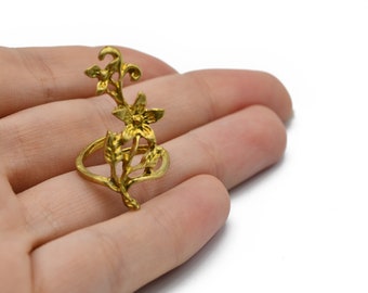 Flower Adjustable Ring  - Raw Brass Ring - Jewelry Supplier - Whosale Ring, AR411