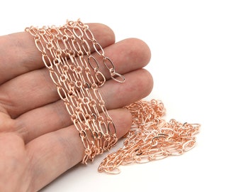 5x9mm Rose Gold Plated Oval Chain, Oval Link Chain, Chains For Necklaces, Cable Chain, Soldered Chain, Link Chain, Rose Gold Chain, CHN012