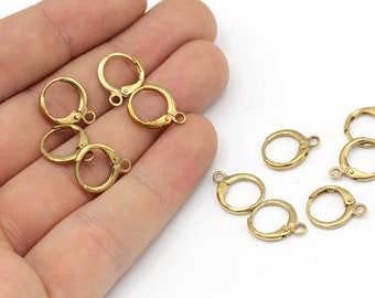 12x14mm Raw Brass Leverback Earring Clasps, Leverback Earrings, Ear Hooks, Round Leverback, Brass Earrings, Earring Clasps, Brass Findings
