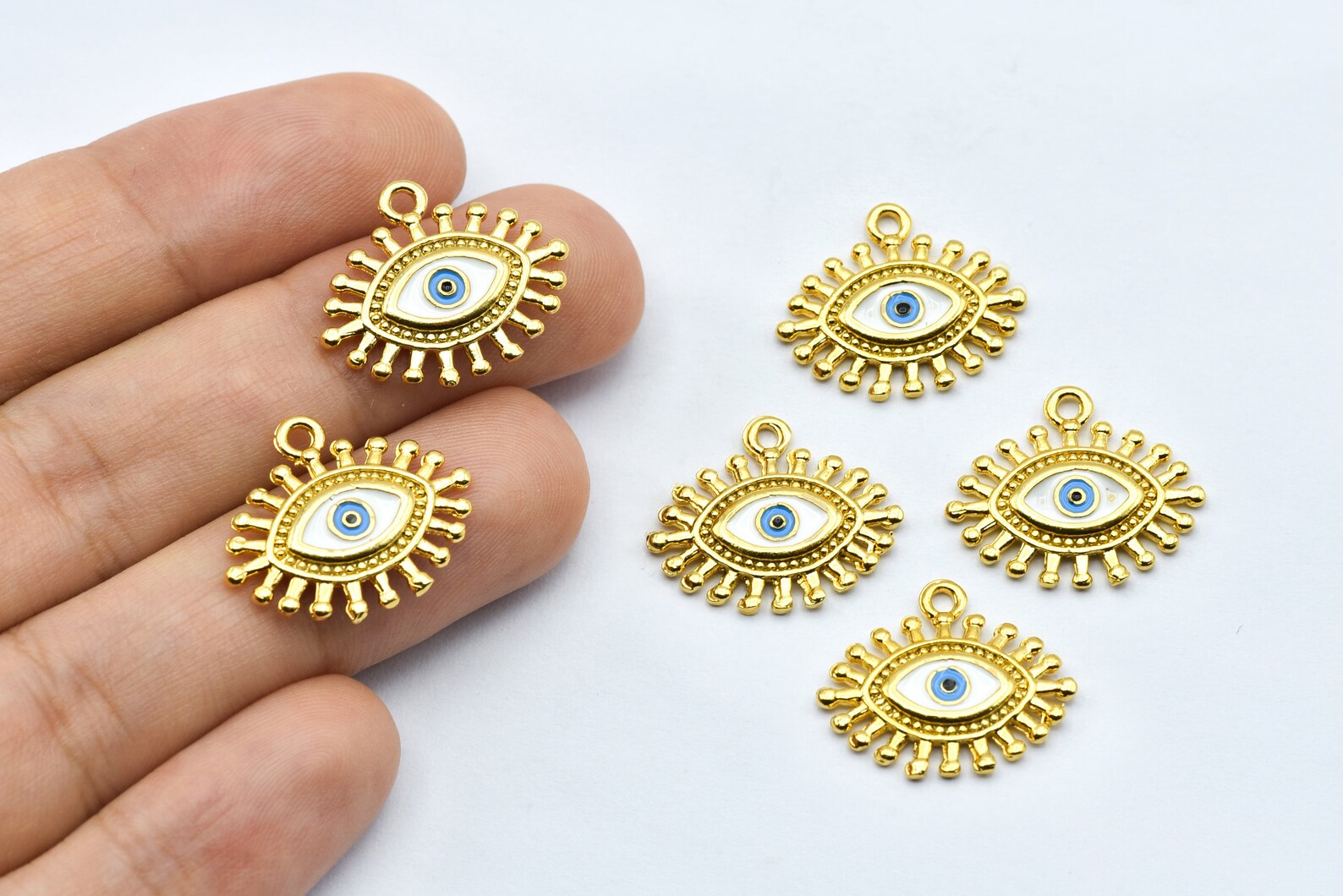16x20mm 24k Shiny Gold Plated Evil Eye Charm Evil Eye Etsy