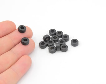 8mm Black Plated Round Spacer Beads, Black Spacer Beads, Round Beads, Connector Beads, Spacer Beads, Rondelle Beads, Black Plated Findings