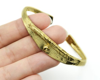 24k Shiny Gold Plated Adjustable Antique Rope Detail Bracelet, Flat Bracelet, Open Cuff Bracelet Bangle, Shiny Gold Bracelet