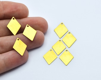 17x12mm Raw Brass Diamond Charms, Brass Triangle Blanks, Raw Brass Fan Charms With a Hole, Stamping Blanks, Findings, Wholesale