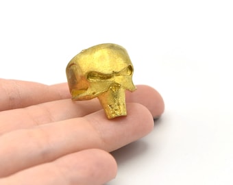 Raw Brass Adjustable Skull Ring, Boho Ring, Jewelry Ring, Wholesale Ring, Raw Brass Ring, Brass Ring Findings, Bohem RingAR038