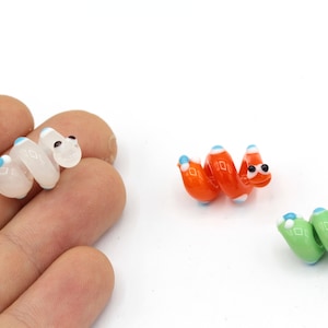 12x22mm Hand Made Murano Glass Caterpillar Beads, Murano Caterpillar Charm, Murano Animal Beads, Murano Glass Findings, Tiny Murano Charms