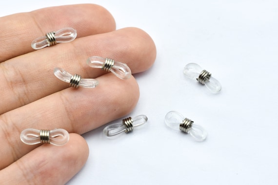 14mm Rhodium Bead Clear Rubber Glasses Holders, Glasses Connector, Rubber Spectacle Holder Ends, Rubber  Glasses Chain Holders, JM038