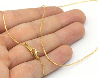 Tiny Necklace Chain, 16”- 17”- 18”- 20”- 22”- 24”- 25”, 24k Shiny Gold Plated Chain, Gold Ball Chains, Dainty Necklace Chain, Soldered Chain