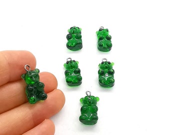 10x22 Hand Made Murano Glass Bear Charms, Murano Jelly Bear Pendants, Murano Glass Findings, Gummy Bear Charms, Tiny Murano Charms