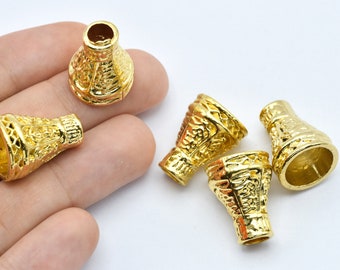 14 x 19 mm 24k glänzend vergoldete Kegelkappen, Quaste Kegelkappe, vergoldete Kegelperlen, vergoldetes Zubehör, Großhandelslieferant GLD419