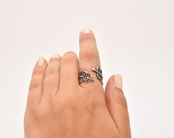 Silver Plated Adjustable Leaf Ring, Silver Rings, Jewelry Ring, Wholesale Ring, Brass Ring Findings, Women Rings, ARS048