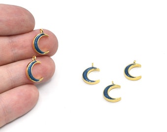 10 x 15 mm 24k glanzend verguld emaille maansikkel, kleine maan bedel, maanhangers, hemelse bedels, vergulde bevindingen, GLD007