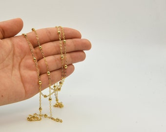 4mm Gold  Plated Satellite Chain, Gold Beaded Chain, Satellite Chain By the Foot, Gold Satellite Chain, Bead Chain, Gold Rosary Chain