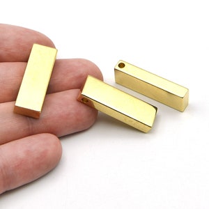 31x10mm 24K Shiny Gold Plated Rectangular Prism Charm, Rectangular Charms, Gold Plated Frame Pendant, Rectangular Necklace, Wholesale