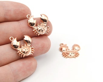 18x18mm Rose Gold Plated Crab Charms, Crab Pendant, Animal Charms, Crab Flat Charms, Brass Findings, Wholesale, GLD496