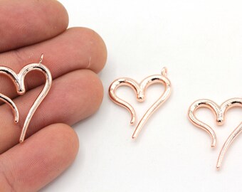 19x24mm Rose Gold Plated Heart Charm, Heart Bracelet Charm, Heart Pendant, Tiny Heart, Love Charms, Rose Heart Charm, Rose Gold Findings