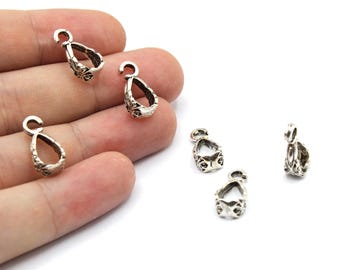 8x16mm Silver Plated Pendant Bail, Necklace Findings, Pinch Bail, Pendant Connector, Charm Pinch Bails, JM033