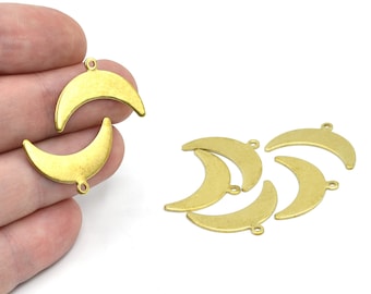 Colgante de fase lunar de latón crudo (18 x 30 mm), dije de latón crudo en forma de media luna, dije de latón crudo en forma de media luna, accesorios de latón, venta al por mayor