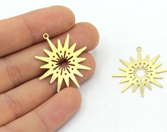 30 x 32 mm Messing Starburst Charme, Messing Nordstern Anhänger, Messing Charme Ohrringe, himmlischen Charme, Laser geschnitten Charme, Messing Zubehör