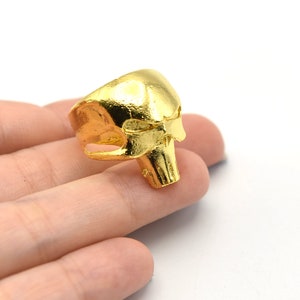 24K Shiny Gold Plated Adjustable Skull Ring, Boho Ring, Jewelry Ring, Wholesale Ring, Gold Plated Ring, Brass Ring Findings, Bohem Ring