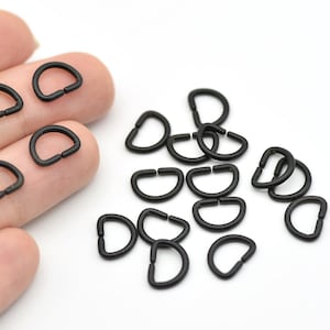 10x7.5mm Black Plated Jump Rings, Open Jump Rings, Black Plated Half Round Jump Rings, Jewelry Making, Jewelry Supplies, Black Findings