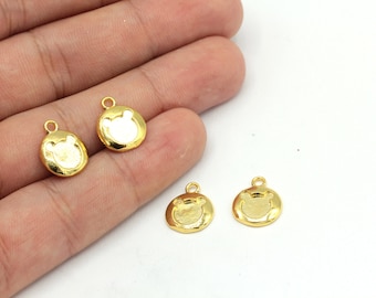 12x14mm 24k Shiny Gold Plated Mickey Mouse Charm, Mickey Mouse Bracelet Charm, Mickey Mouse Beads, Round Mickey Mouse Charm, Gold Findings