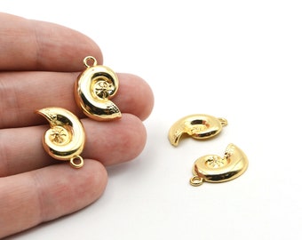 23x15mm 24K Shiny Gold Plated Pewter Spiral, Snail Shaped Beads, Gold Plated Findings, Wholesale Jewelry Supplier GLD0266
