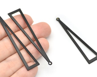 60x13mm Black Plated  Triangle Blanks, Black Triangle Charms, Blank Triangle Earring, Triangle Pendant, Wholesale, RBB071